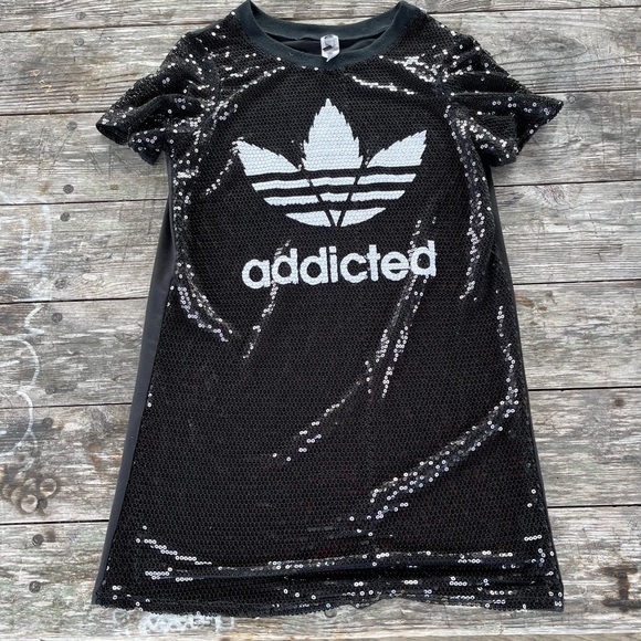 ADDICTED SEQUINED POT LEAF SHIRT DRESS SZ LARGE - Picture 1 of 6